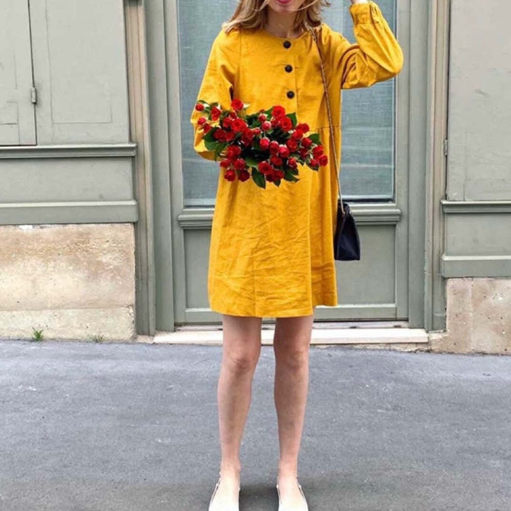 Sezane Candice Linen Baby Doll Dress. NWOT 38